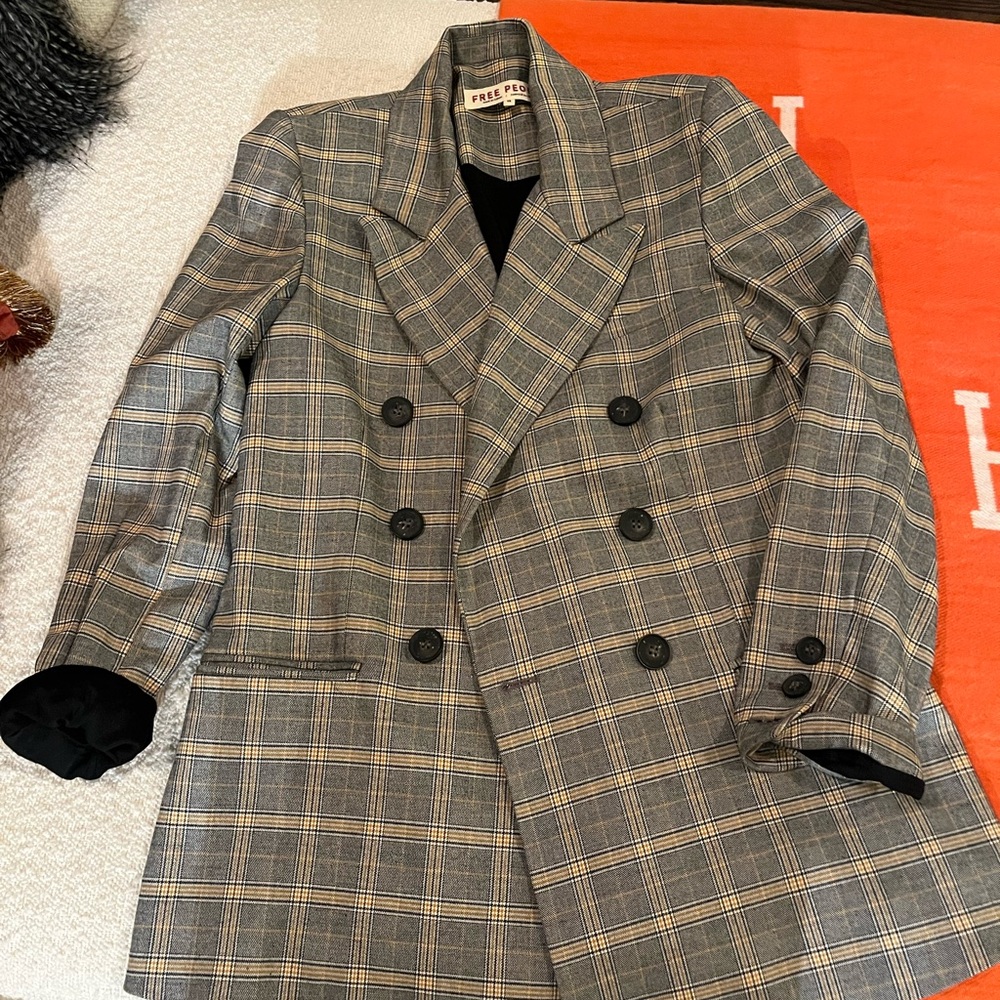 Plaid Double-Breasted woman’s oversized fit blazer